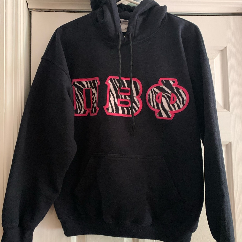 Pi Beta Phi Black Hoodie with Pink Zebra Accents